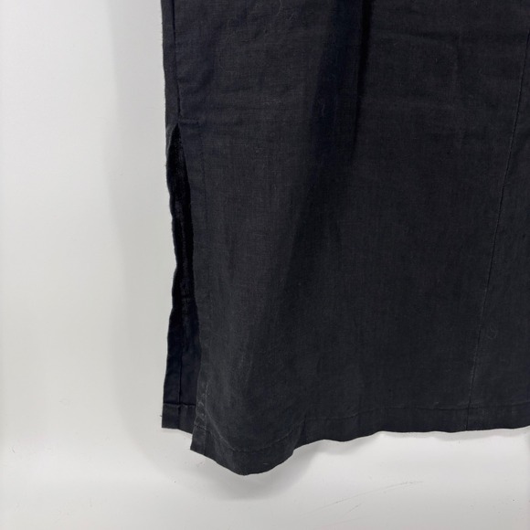 Talbots Petites Black Irish Linen Sleeveless Midi Shift Dress Side Slit Size 8P - Picture 6 of 10